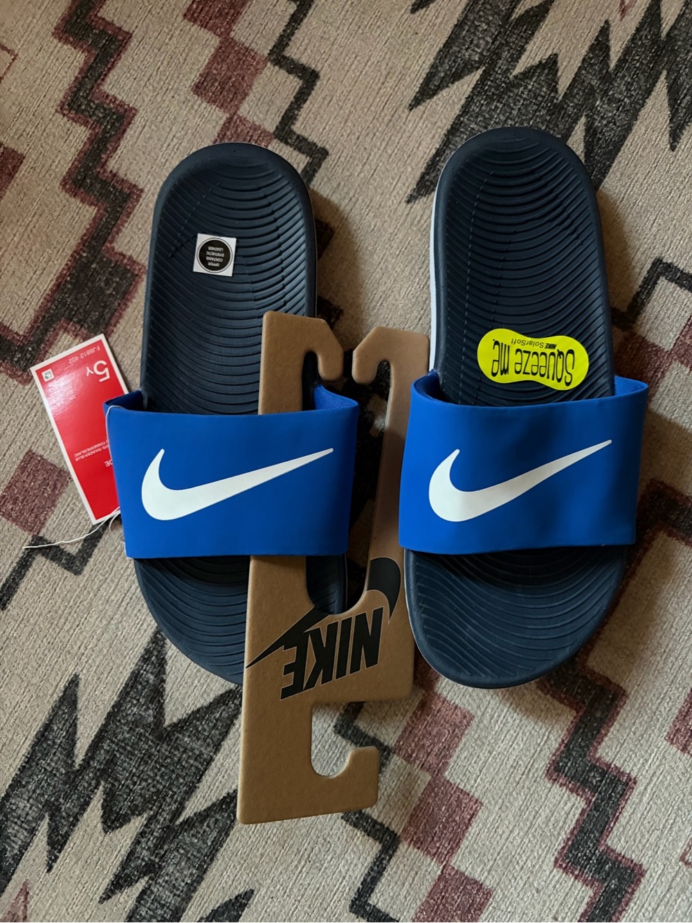 Nike youth blue and Black Slide Sandals